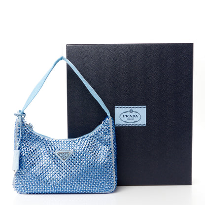 Prada Satin Crystal Mini Re-Edition 2000 Bag Celeste 11 of 11