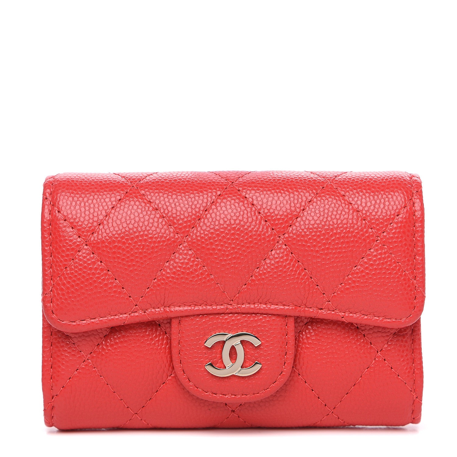 Chanel Caviar Quilted Classic 4 Key Holder Wallet Red 1 of 8