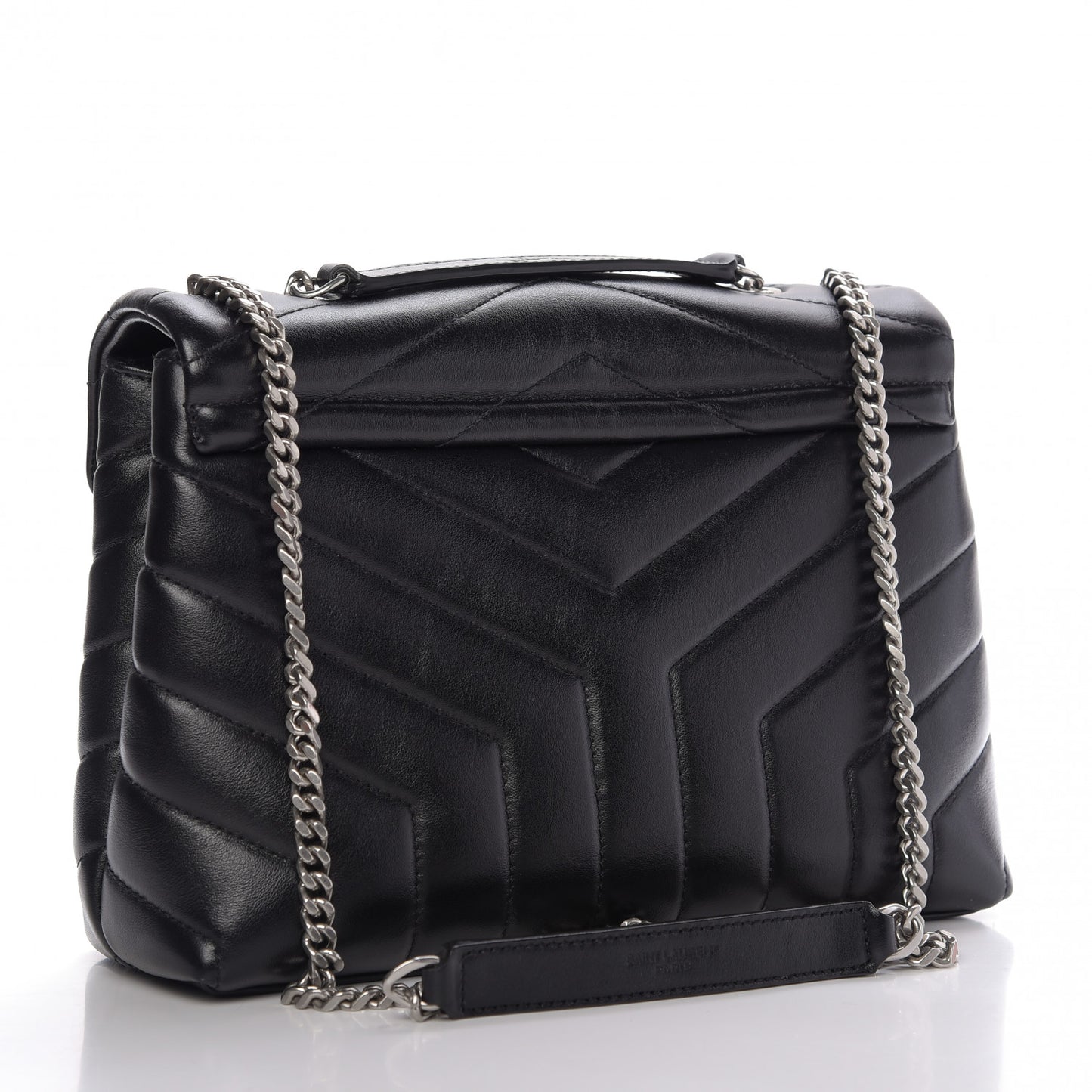 Calfskin Y Quilted Monogram Small Loulou Chain Satchel Black