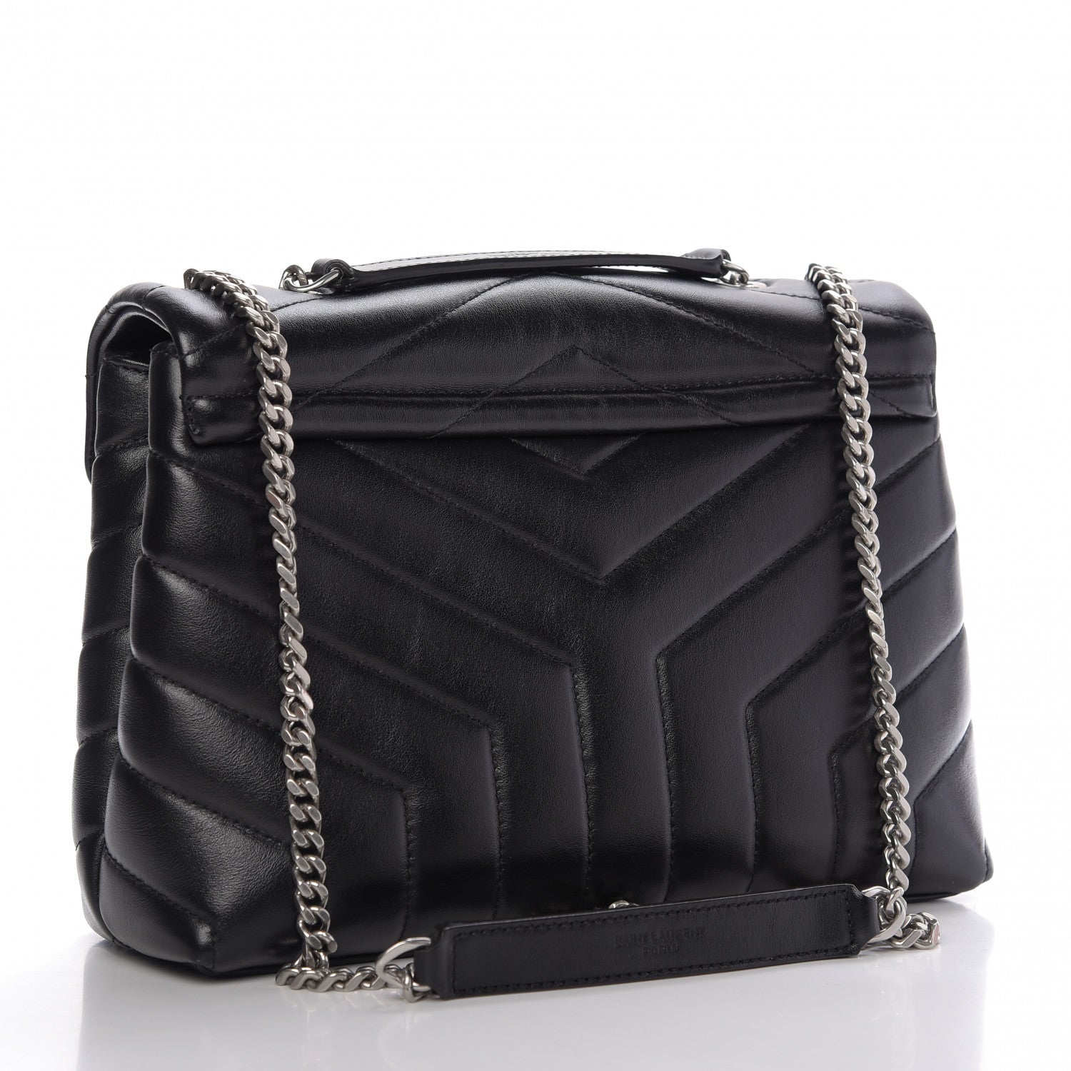 Saint Laurent Calfskin Y Quilted Monogram Small Loulou Chain Satchel Black 3 of 10