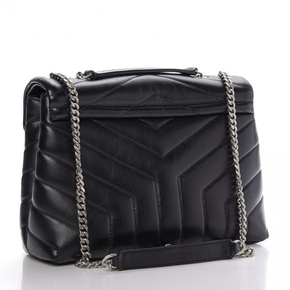 Saint Laurent Calfskin Y Quilted Monogram Small Loulou Chain Satchel Black 3 of 10