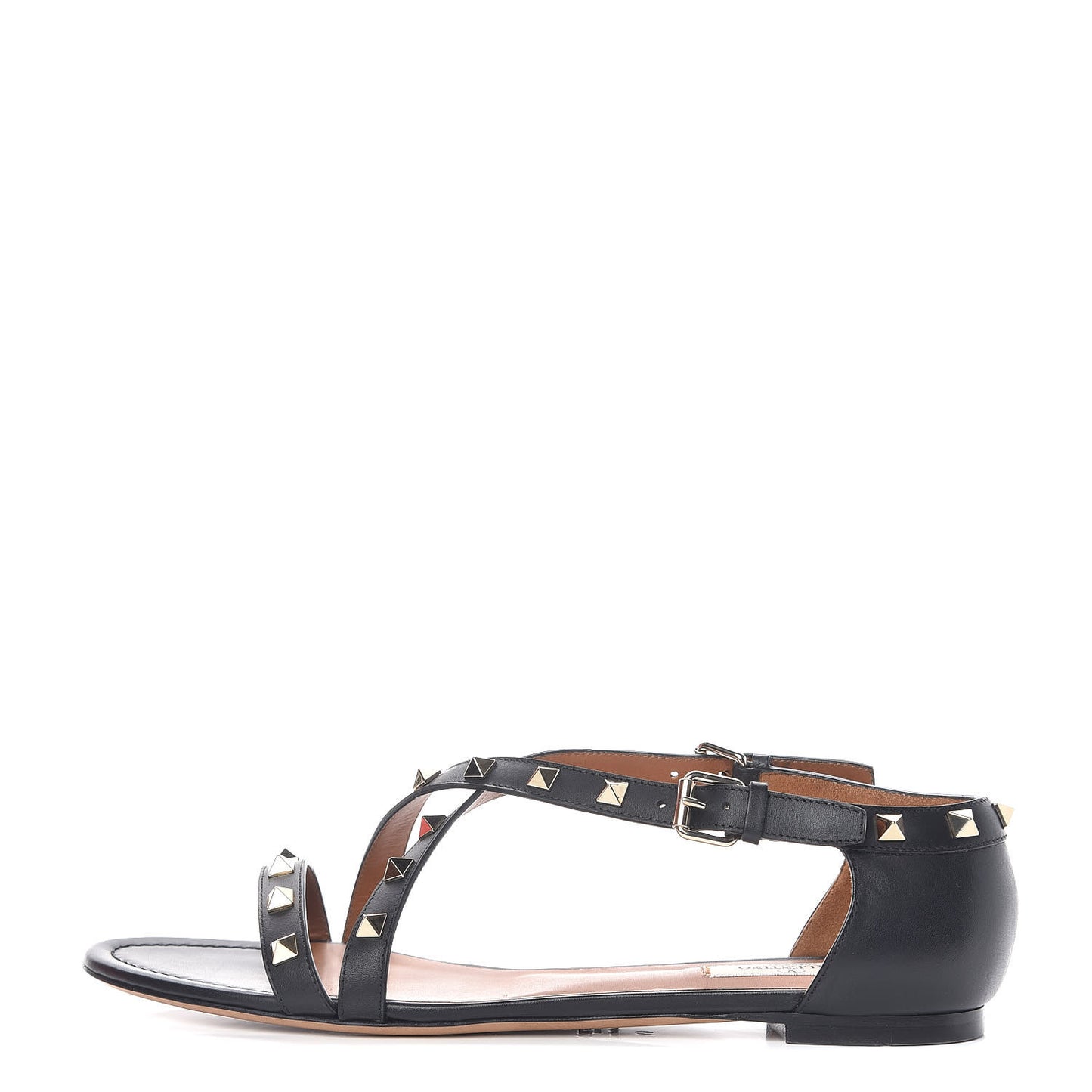 Nappa Rockstud Crisscross Sandals 41 Black