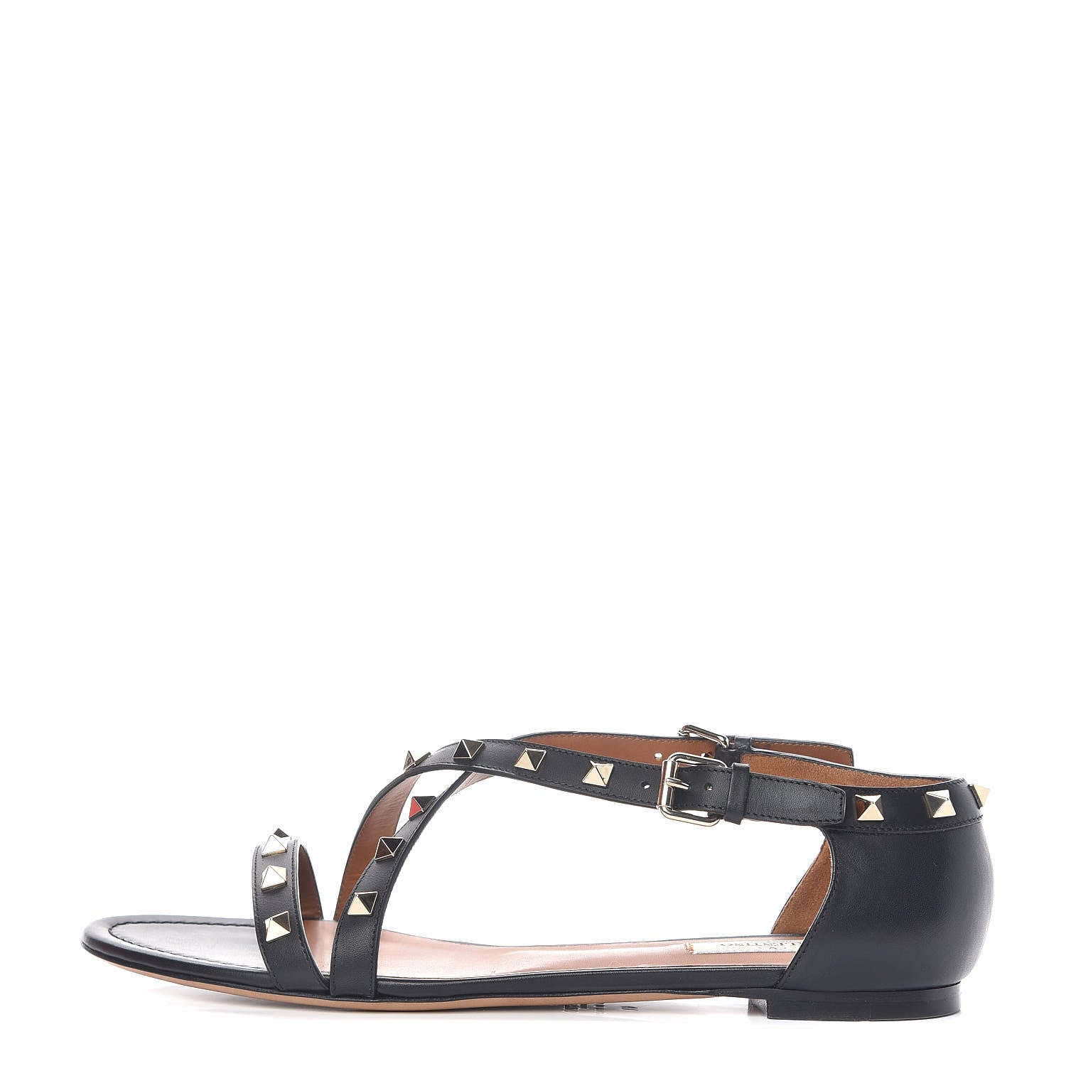 Valentino Garavani Nappa Rockstud Crisscross Sandals 41 Black 1 of 8