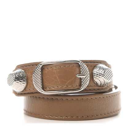 Balenciaga Agneau Giant Silver Hardware Triple Tour M Bracelet Marron Cannelle 1 of 8