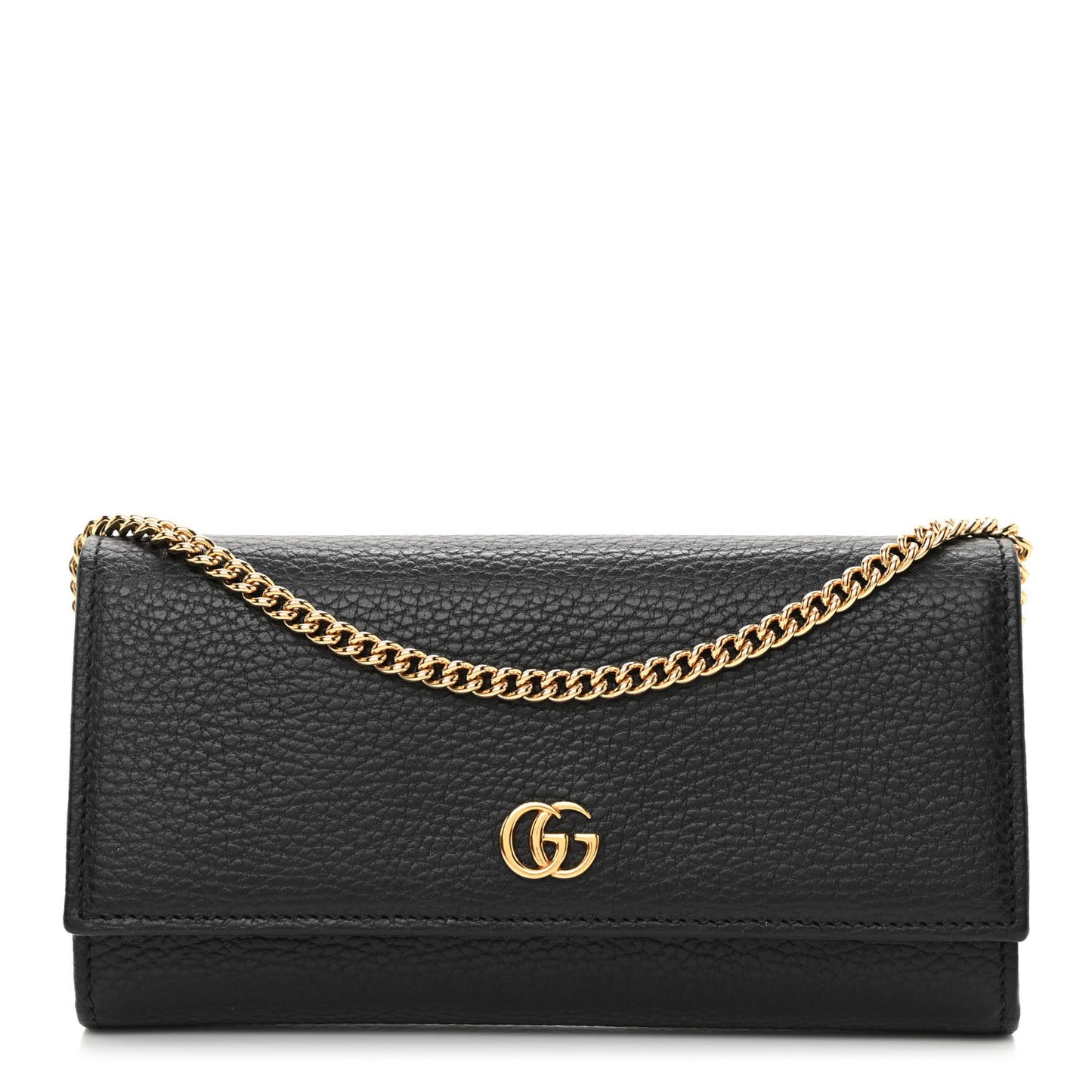 Calfskin Petite GG Marmont Wallet Chain Bag Black