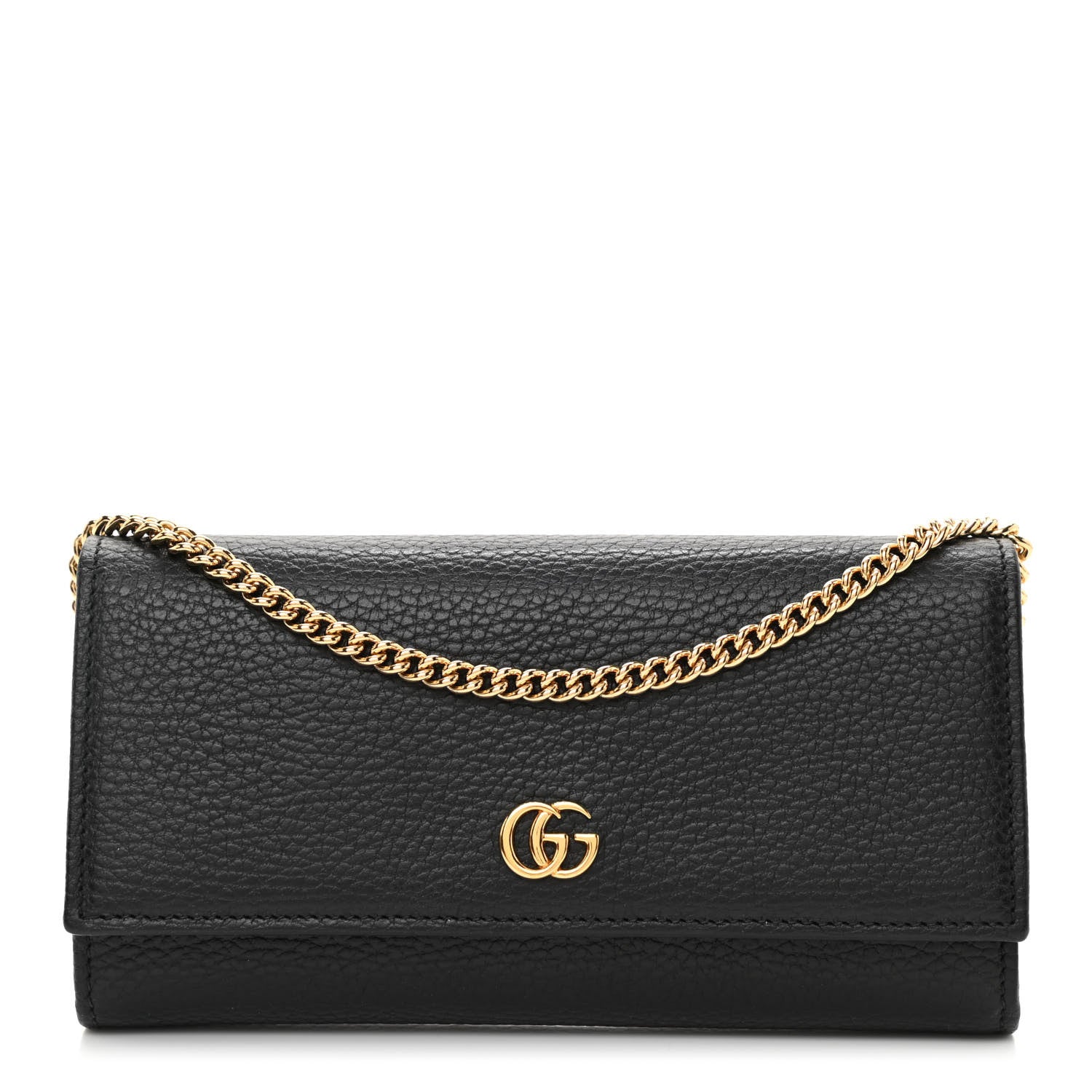 Gucci Calfskin Petite GG Marmont Wallet Chain Bag Black 1 of 9