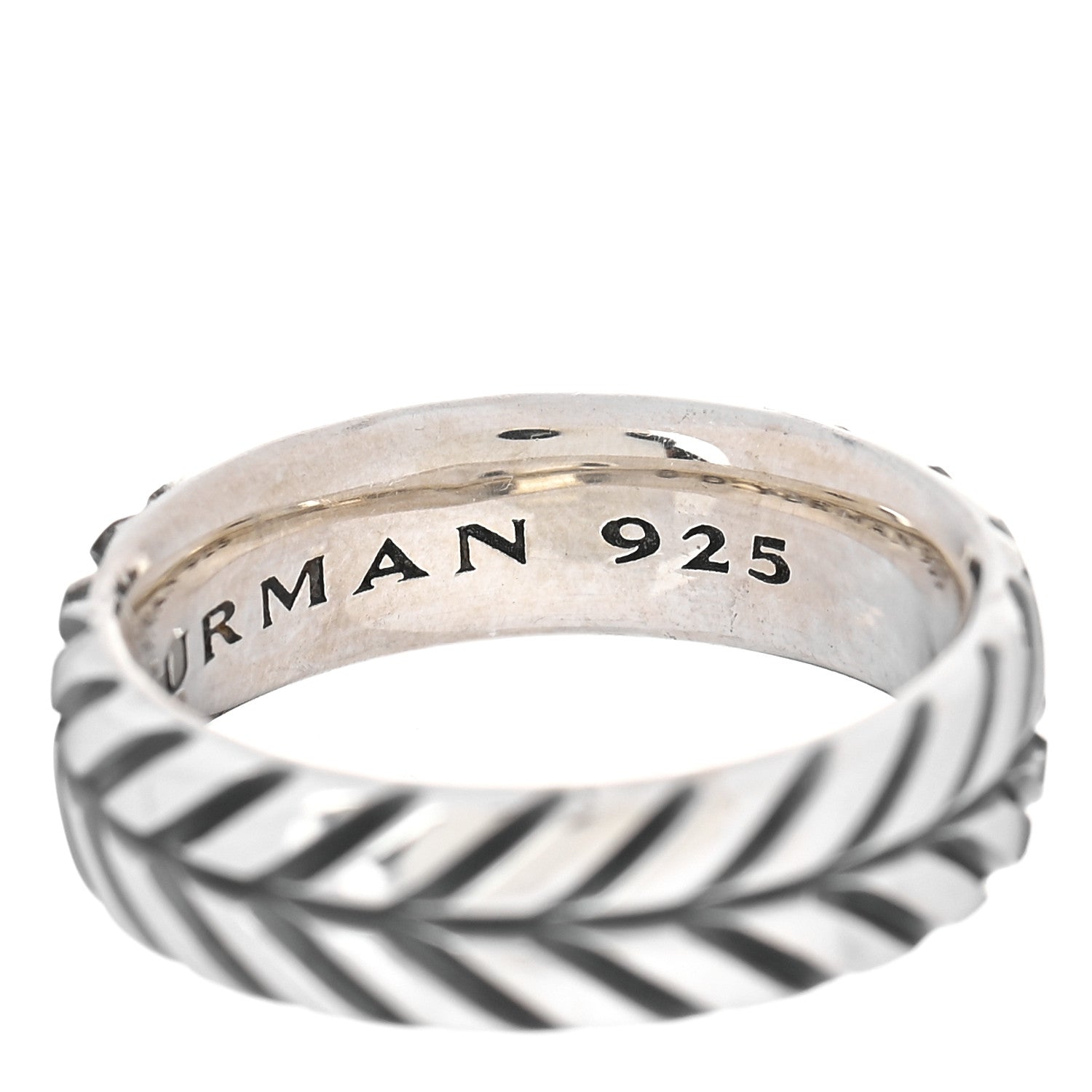 David Yurman Sterling Silver 6.5mm Chevron Band Ring 60 9 5 of 5