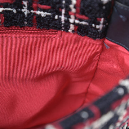 Chanel Tweed Quilted Large Chanel 19 Flap Navy Blue White Red 11 of 13