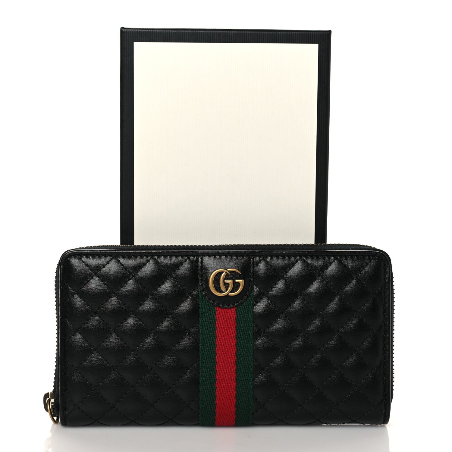 Gucci Calfskin Web Trapuntata GG Zip Around Wallet Black 7 of 7