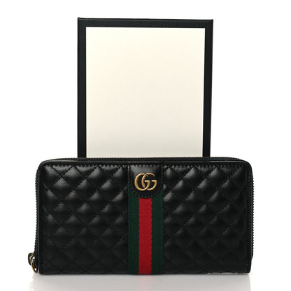 Gucci Calfskin Web Trapuntata GG Zip Around Wallet Black 7 of 7