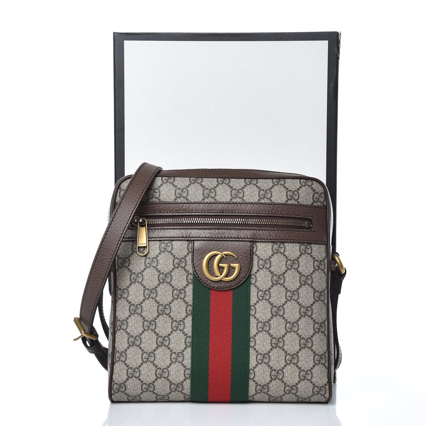 GG Supreme Monogram Web Small Ophidia Messenger Bag Brown