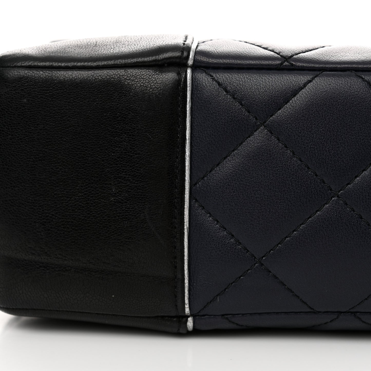Calfskin Quilted Bi-Color Jumbo Flap Blue Black