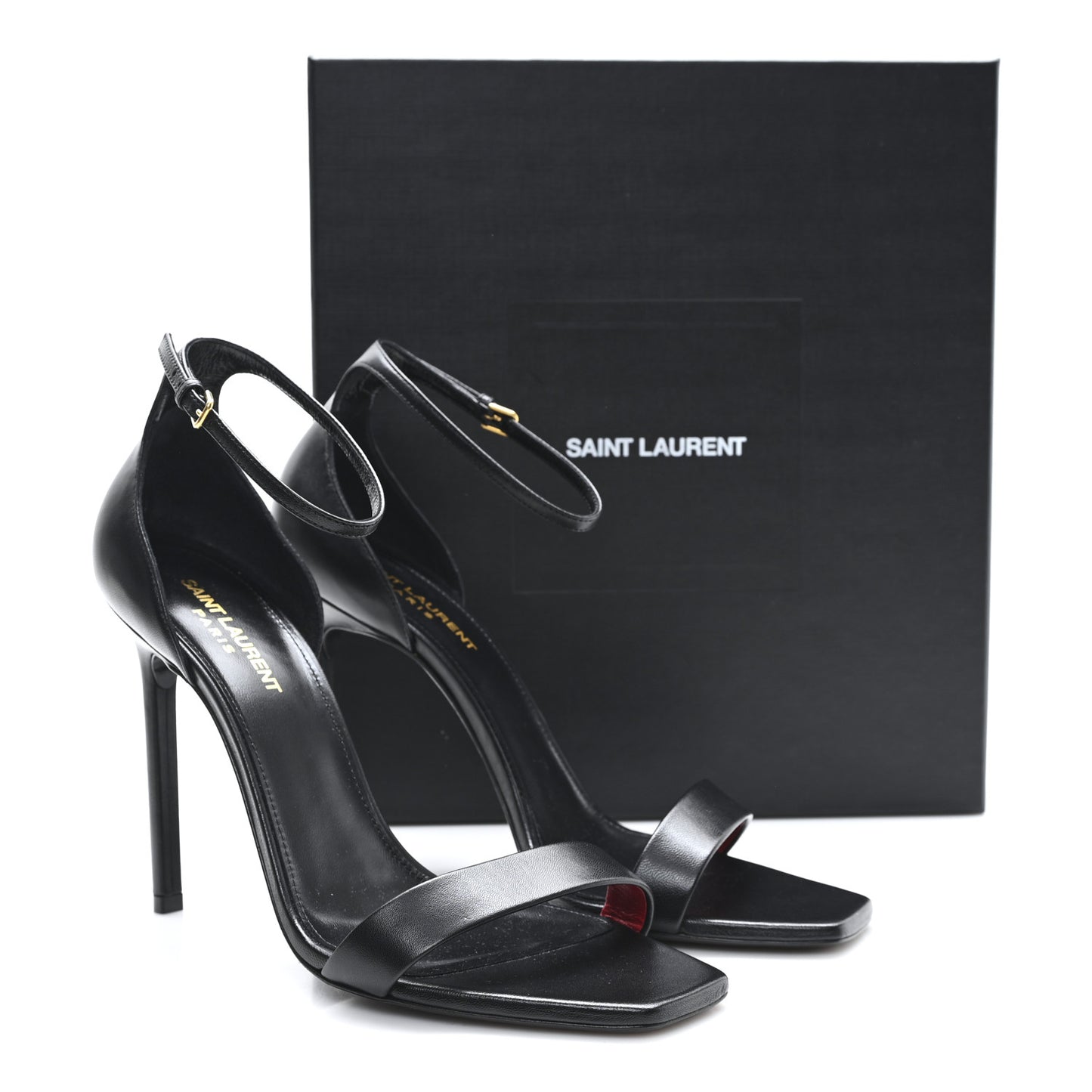 Calfskin Tripon Amber 105 Ankle Strap Sandals 40.5 Black