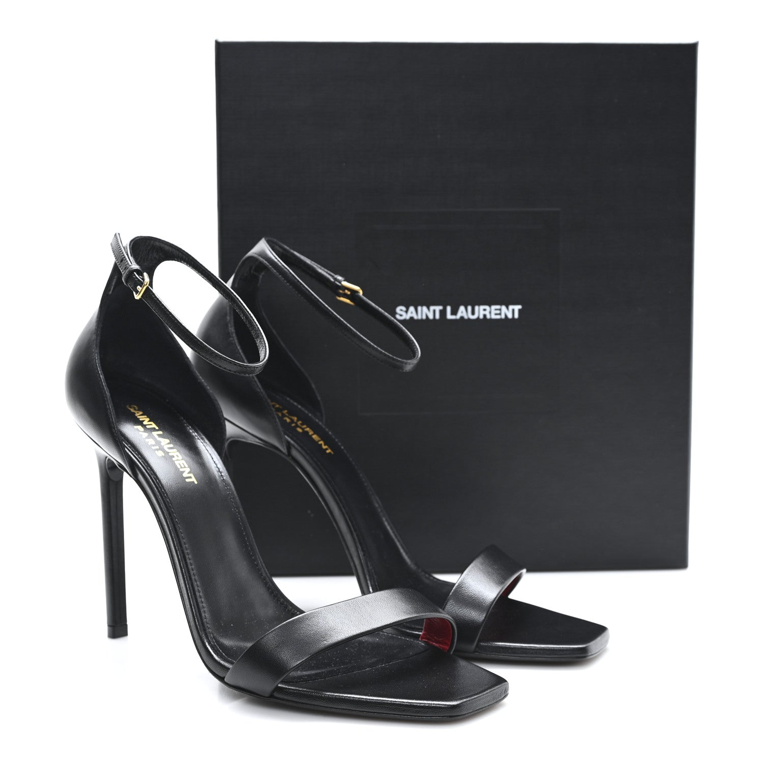 Saint Laurent Calfskin Tripon Amber 105 Ankle Strap Sandals 40.5 Black 10 of 10