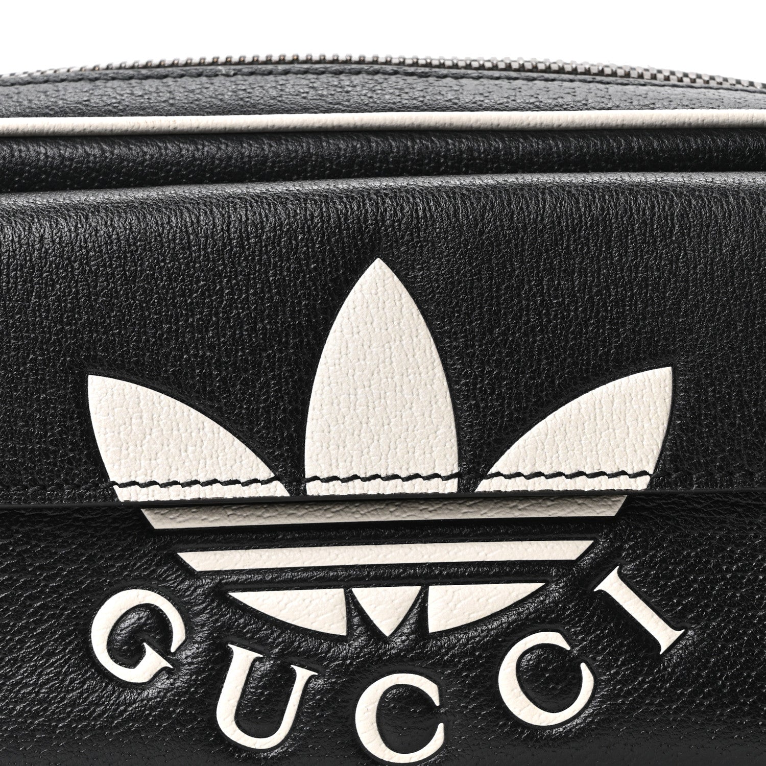 Gucci X ADIDAS Textured Dollar Calfskin Belt Bag Black 8 of 10