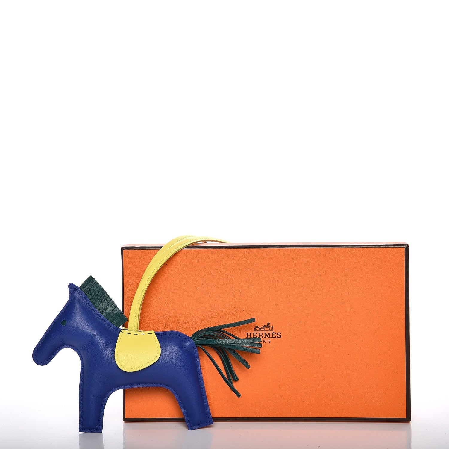 Hermes Milo Lambskin Grigri Rodeo Horse Bag Charm MM Bleu Electrique Lime Vert Fonce 5 of 5