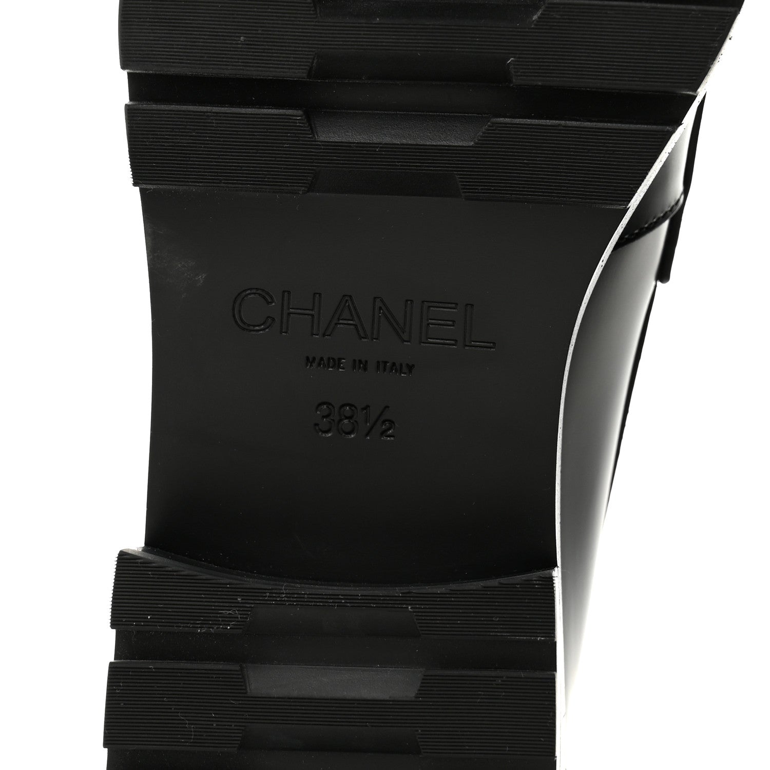 Chanel Calfskin Metal CC Loafers 38.5 Black 8 of 9