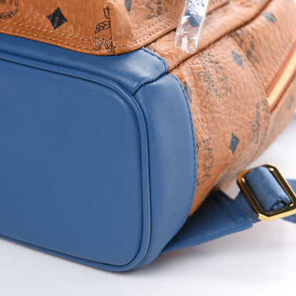 MCM Visetos Mini Stark Backpack Cognac Slate Blue 9 of 9