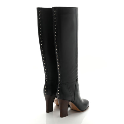Valentino Garavani Vitello Lovestud Knee High 85mm Boots 37.5 Black 4 of 9