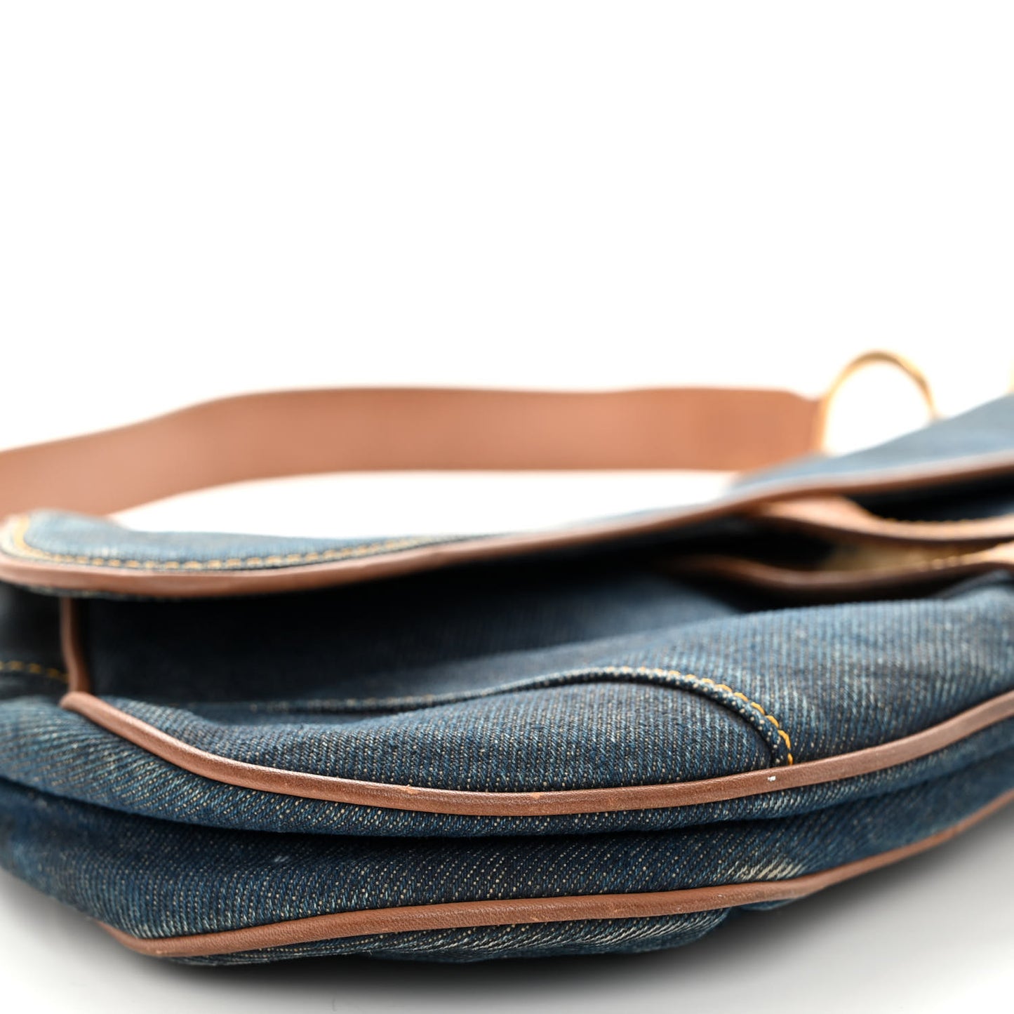 Denim Calfskin Saddle Bag Blue