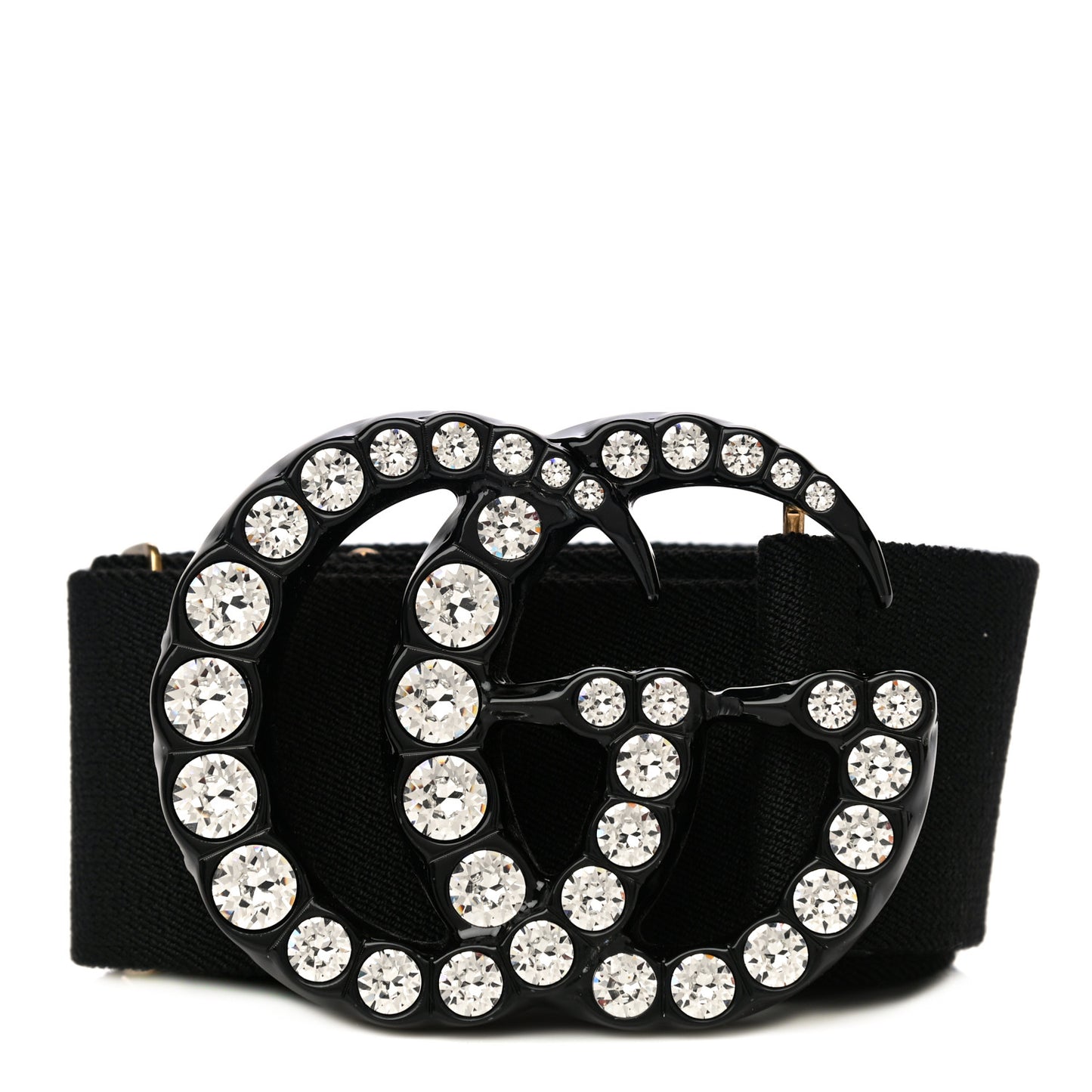 Elastic Crystal Embellished Plexiglass GG Marmont Belt 90 36 Black