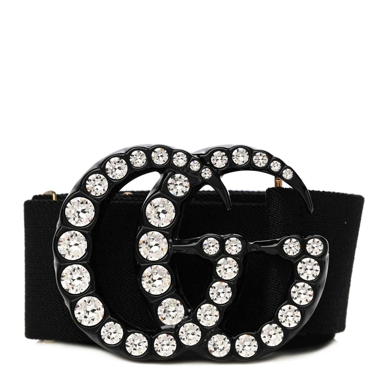 Gucci Elastic Crystal Embellished Plexiglass GG Marmont Belt 90 36 Black 1 of 6