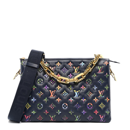 Louis Vuitton Lambskin Embossed Monogram LV Garden Coussin MM Navy Blue 1 of 11