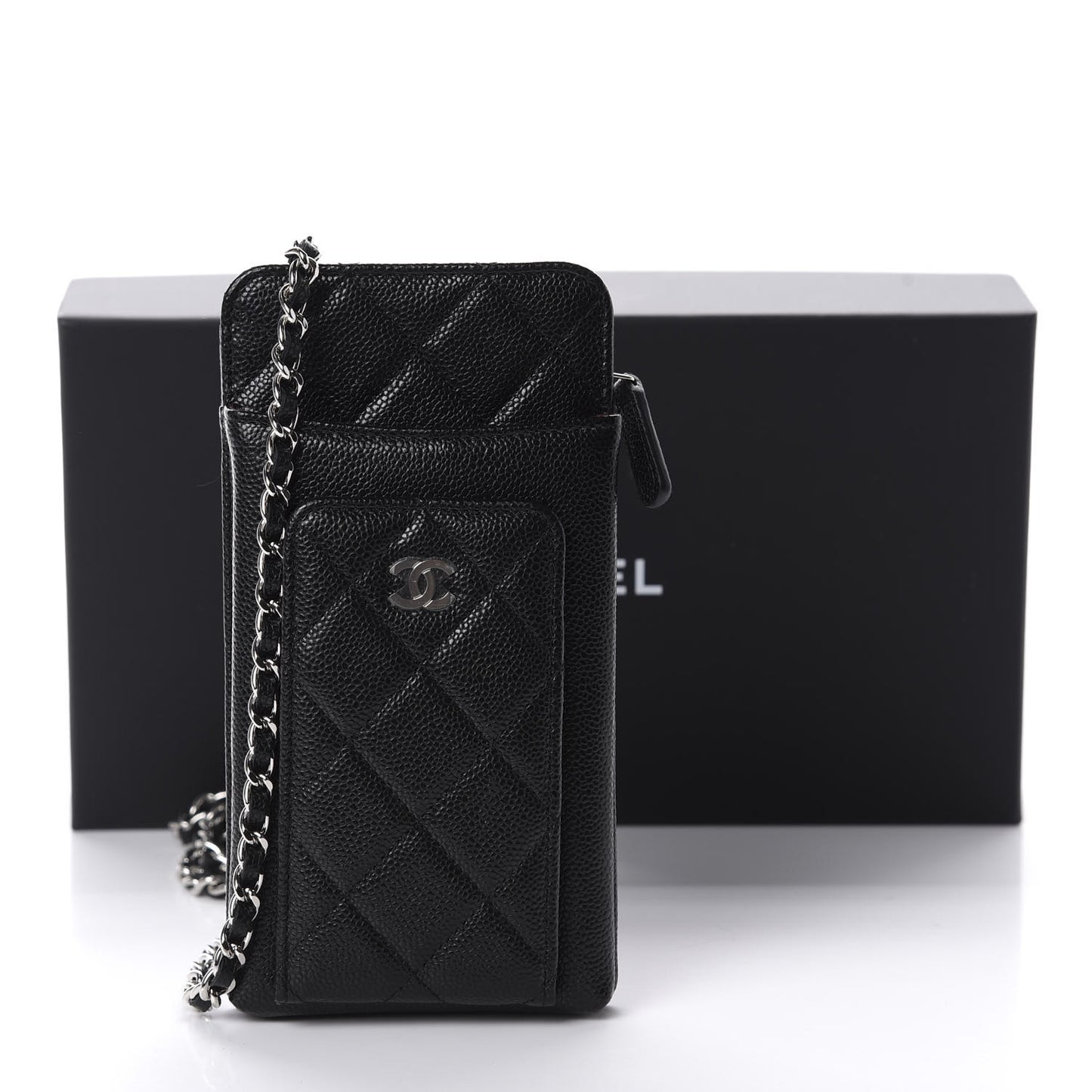 Caviar Quilted CC Phone Holder Black
