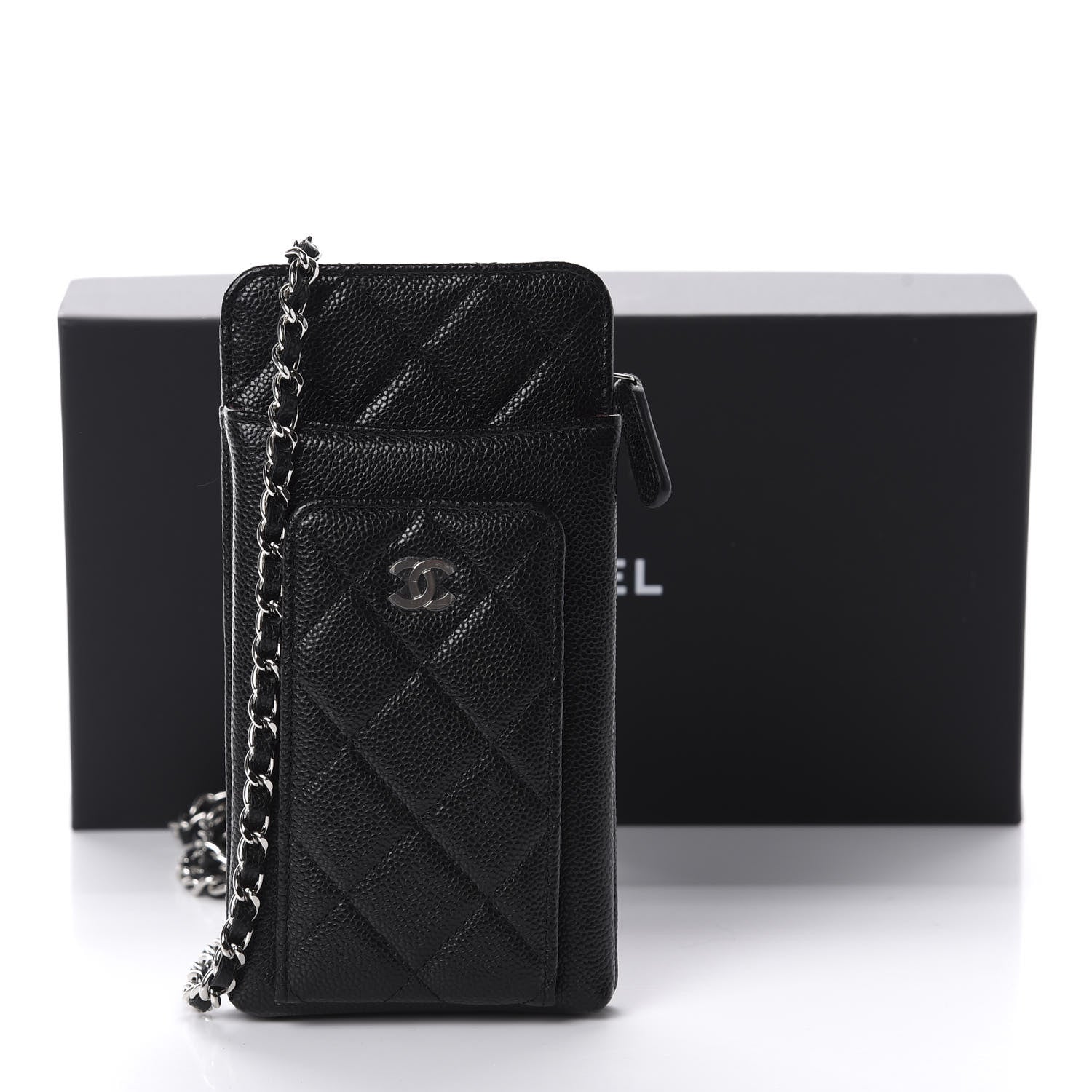 Chanel Caviar Quilted CC Phone Holder Black 12 of 12