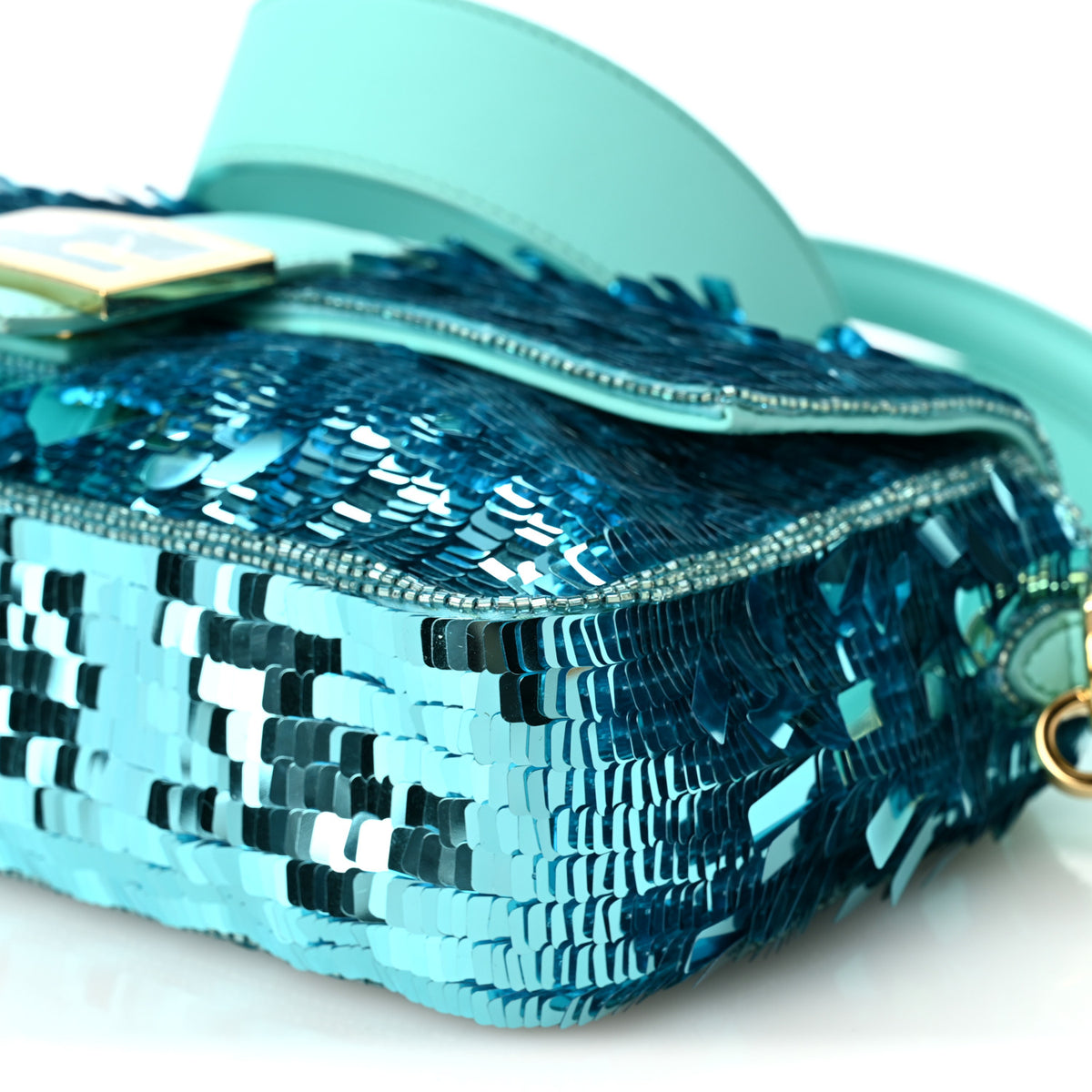 Sequin Paillettes Vitello Grace Sex and the City Baguette Spring Turquoise