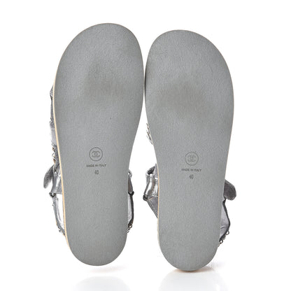 Chanel Metallic Lambskin Chain Sandals 40 Silver 7 of 7