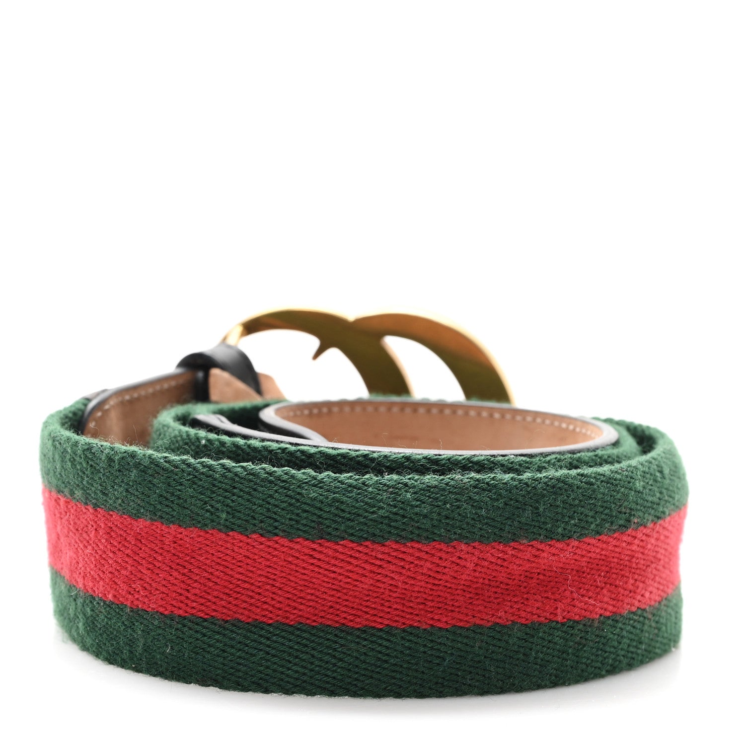 Gucci Nylon Calfskin Double G Web 40mm Belt 85 34 Green Red Black 2 of 6