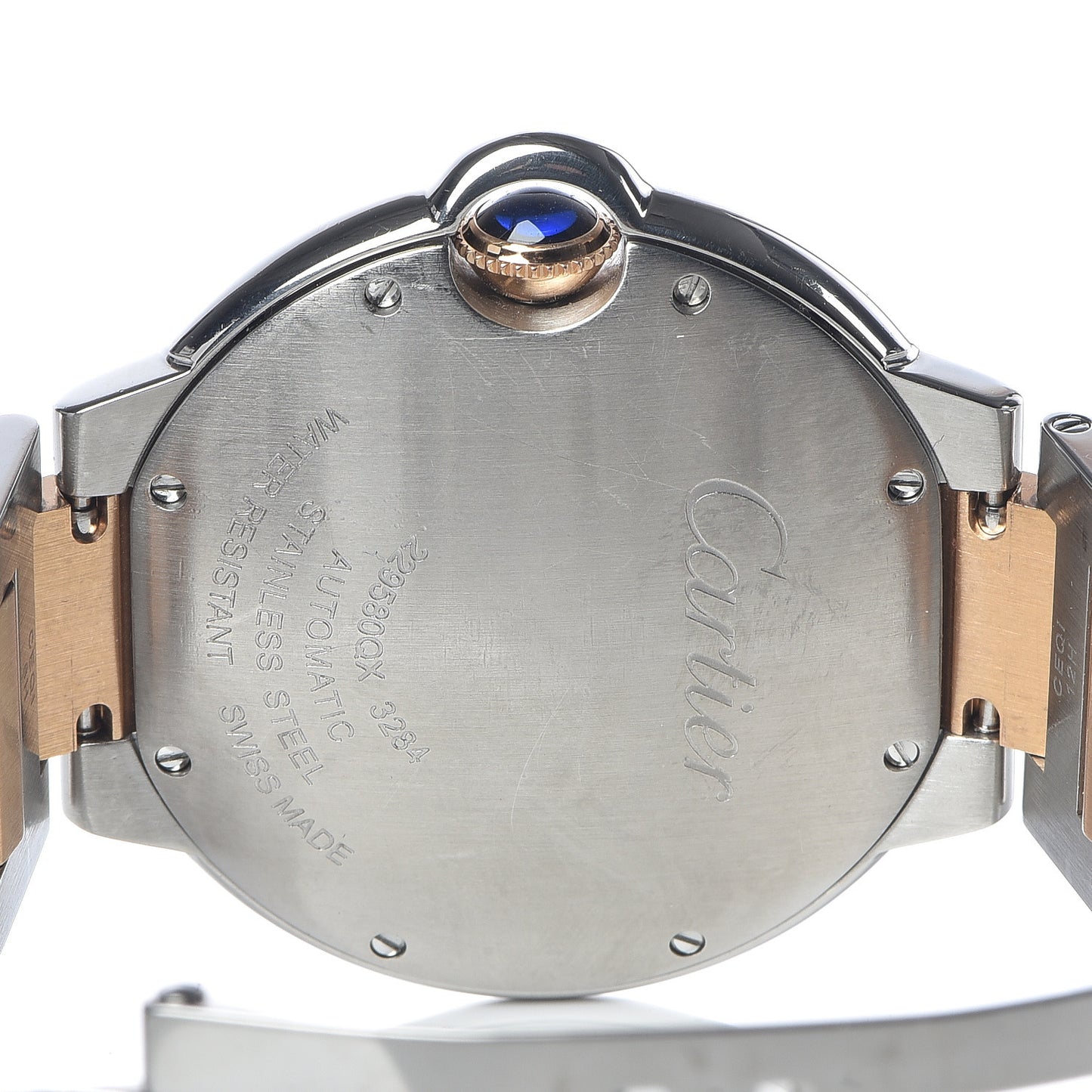 Stainless Steel 18K Pink Gold Pink Mother of Pearl 36mm Ballon Bleu De Cartier Automatic Watch