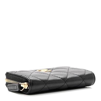 Chanel Lambskin Quilted Graffiti Zip Around Coin Purse Wallet Black 4 of 7