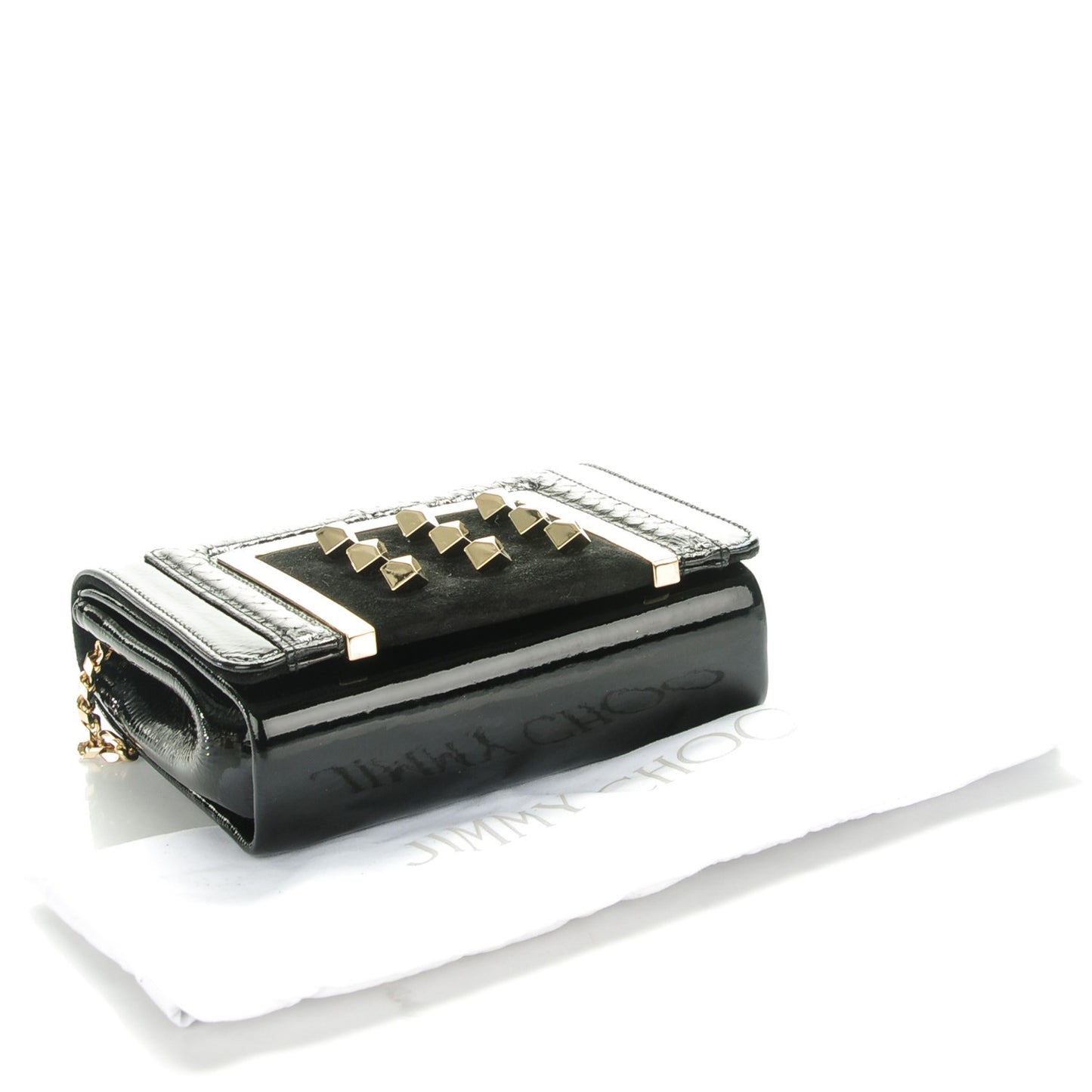 Crinkled Patent Elaphe Ava Crossbody Bag Black
