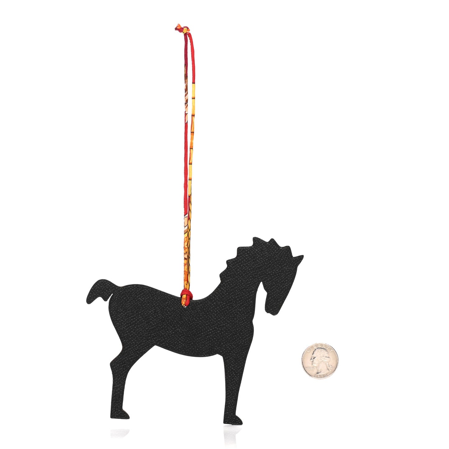 Epsom Togo Petit H Horse Bag Charm Black Gold