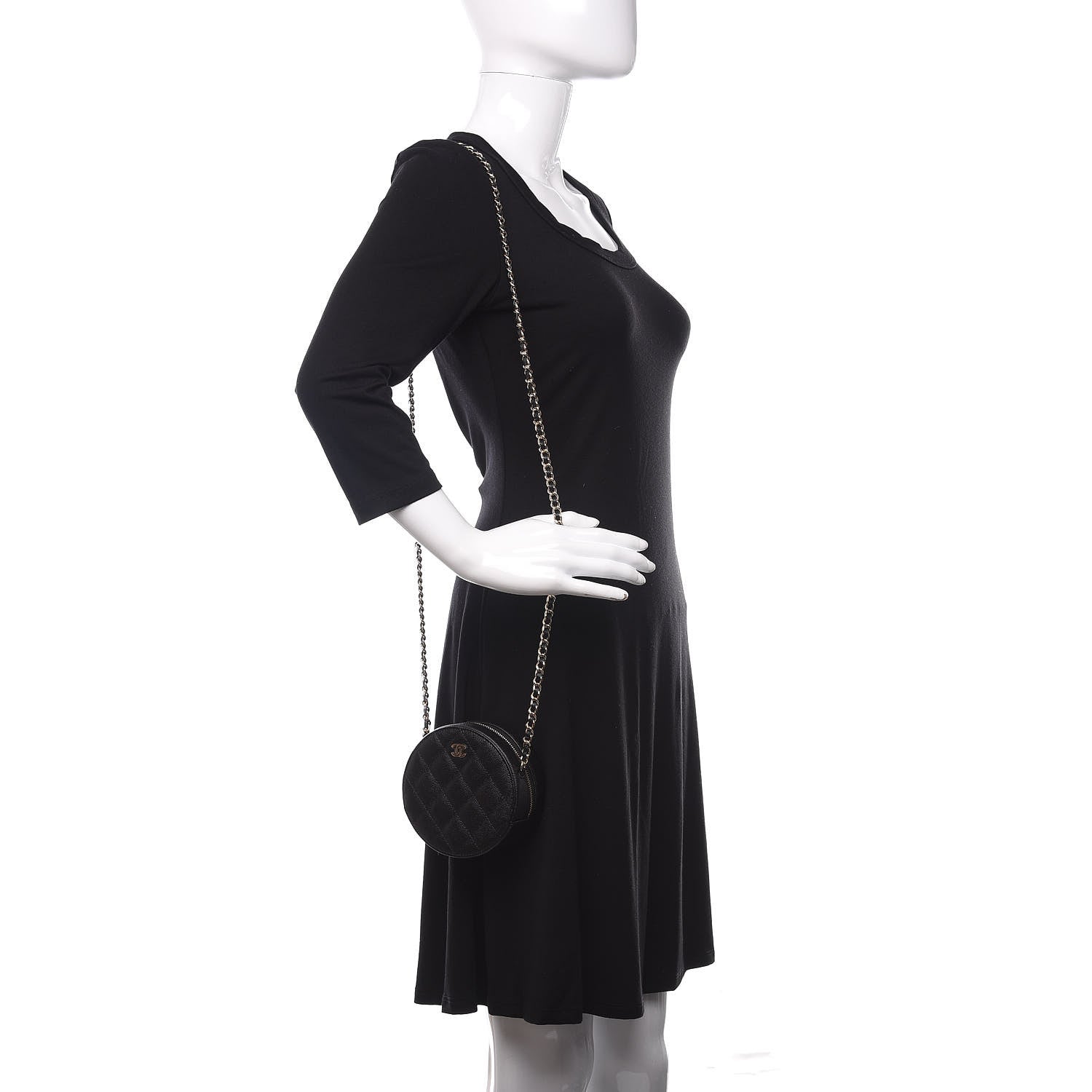 Chanel Caviar Quilted Round Clutch With Chain Black 2 of 10