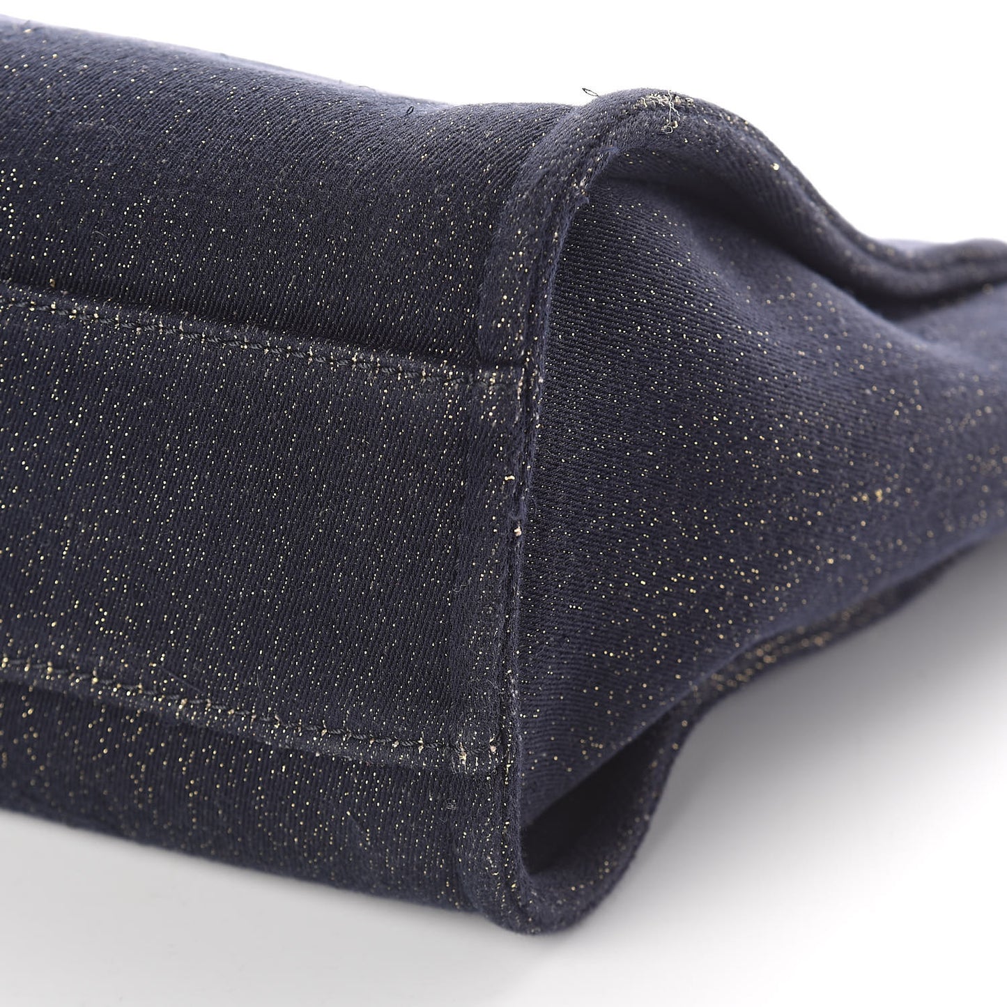 Lurex Canvas Small Deauville Tote Navy Blue Gold