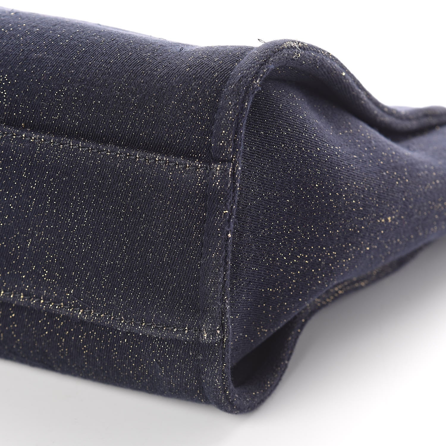 Chanel Lurex Canvas Small Deauville Tote Navy Blue Gold 10 of 10