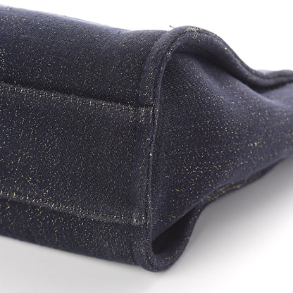 Chanel Lurex Canvas Small Deauville Tote Navy Blue Gold 10 of 10