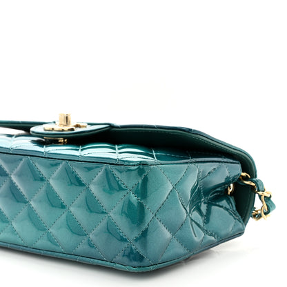 Chanel Shaded Patent Calfskin Quilted Mini Rectangular Flap Green Blue 10 of 10