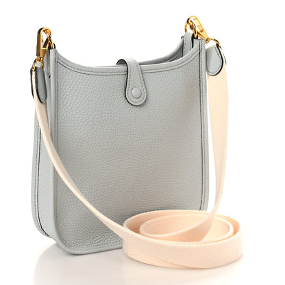 Hermes Taurillon Clemence Amazone Evelyne TPM Bleu Pale Nata 3 of 9
