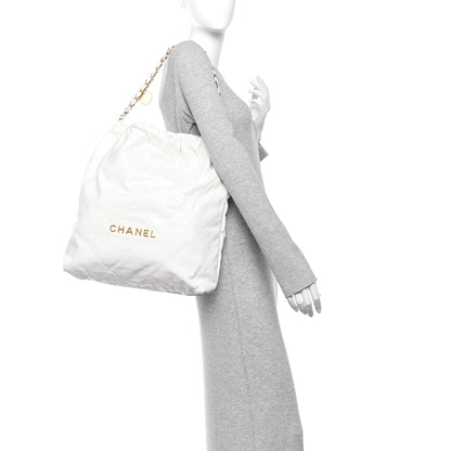 Chanel Shiny Calfskin Quilted Large Chanel 22 White 2 of 11