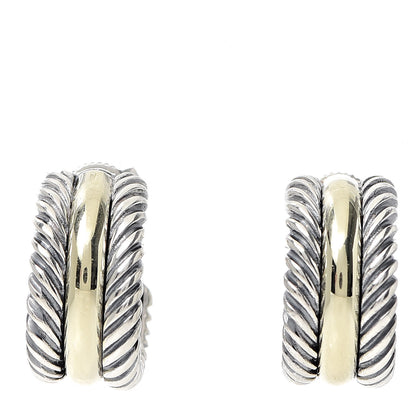 David Yurman Sterling Silver 14K Yellow Gold 16mm Cable Classics Hoop Earrings 1 of 5