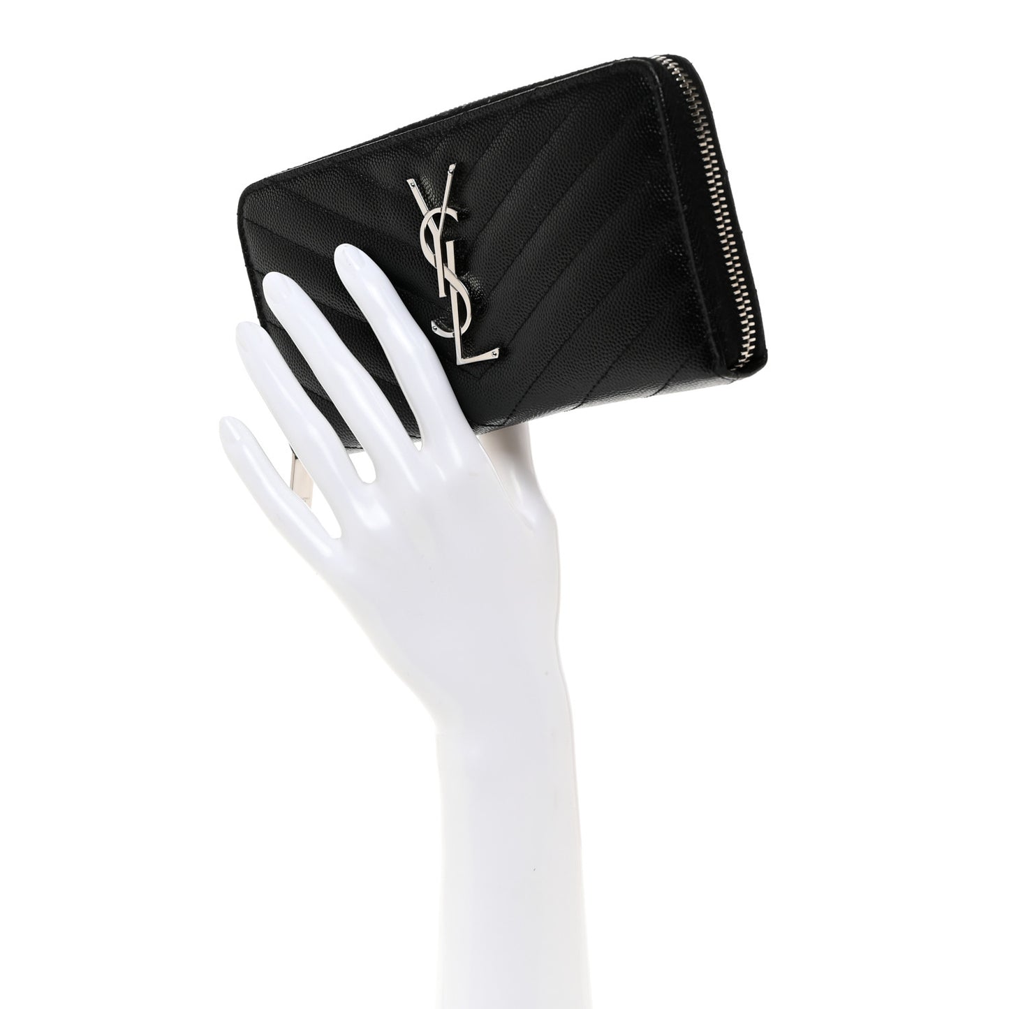 Grain De Poudre Matelasse Chevron Monogram Zip Around Wallet Black