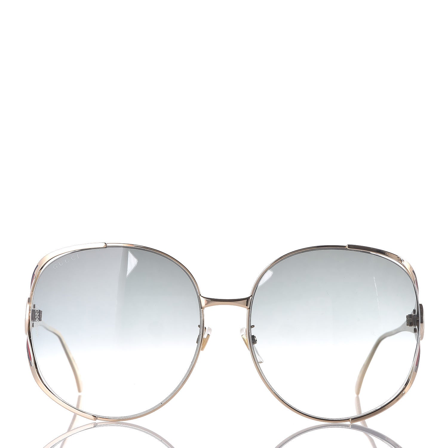 Gucci Metal Oversized Round Frame GG0225S Sunglasses Gold 3 of 9