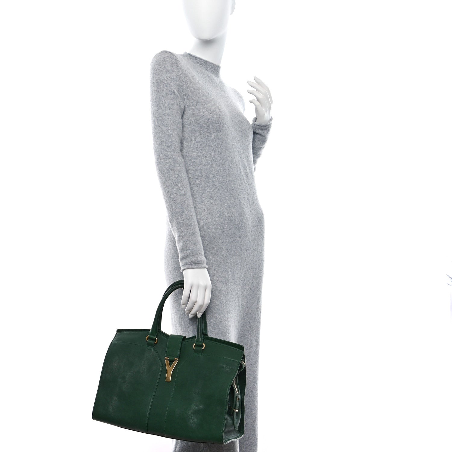 Saint Laurent Sheepskin Medium Cabas ChYc Tartan Green 3 of 10