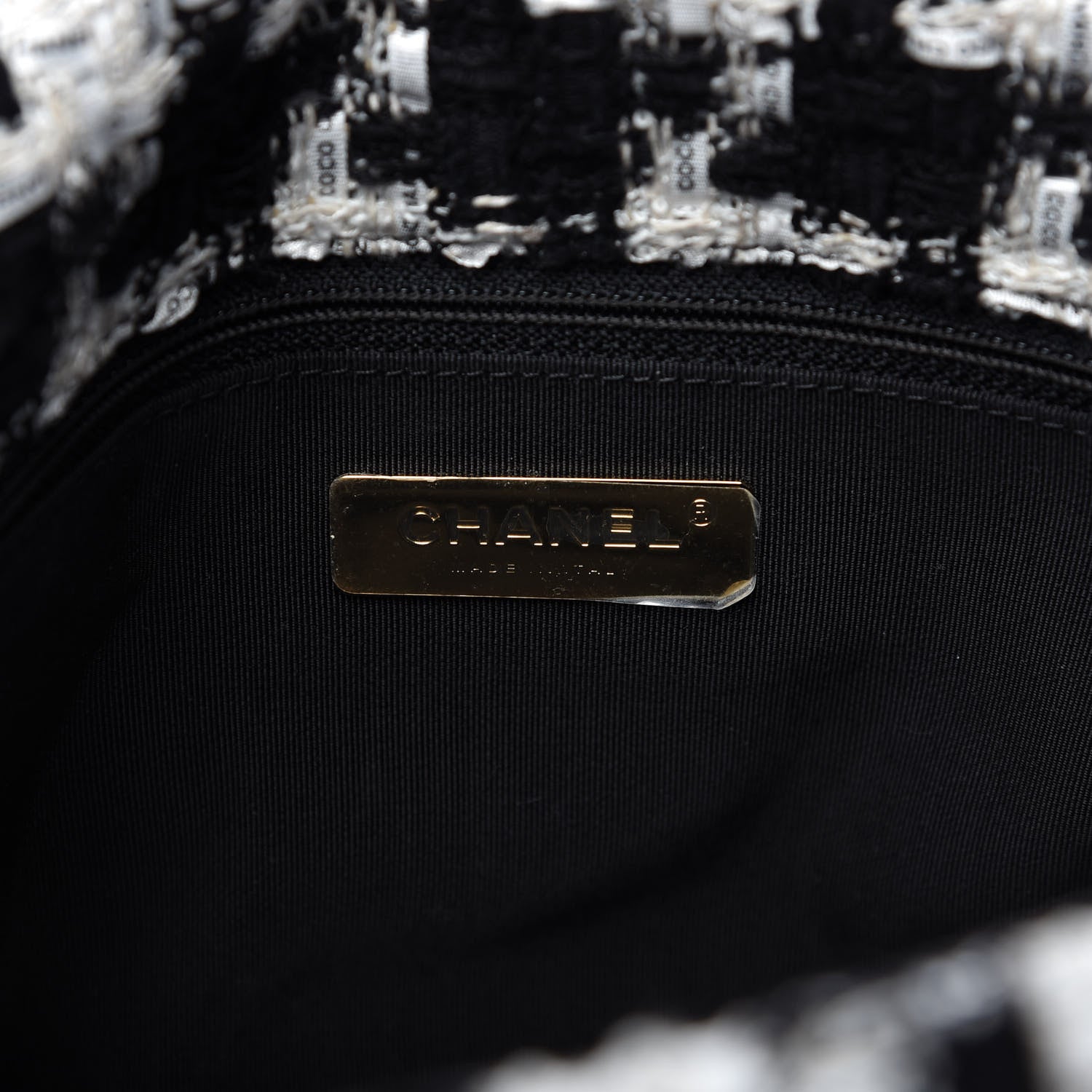 Chanel Tweed Quilted Large Chanel 19 Flap Black Ecru White 8 of 11