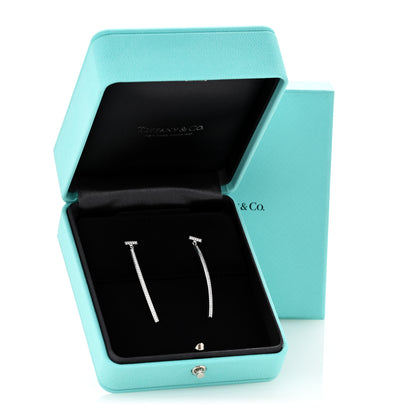 Tiffany 18K White Gold Diamond T Bar Earrings 5 of 5