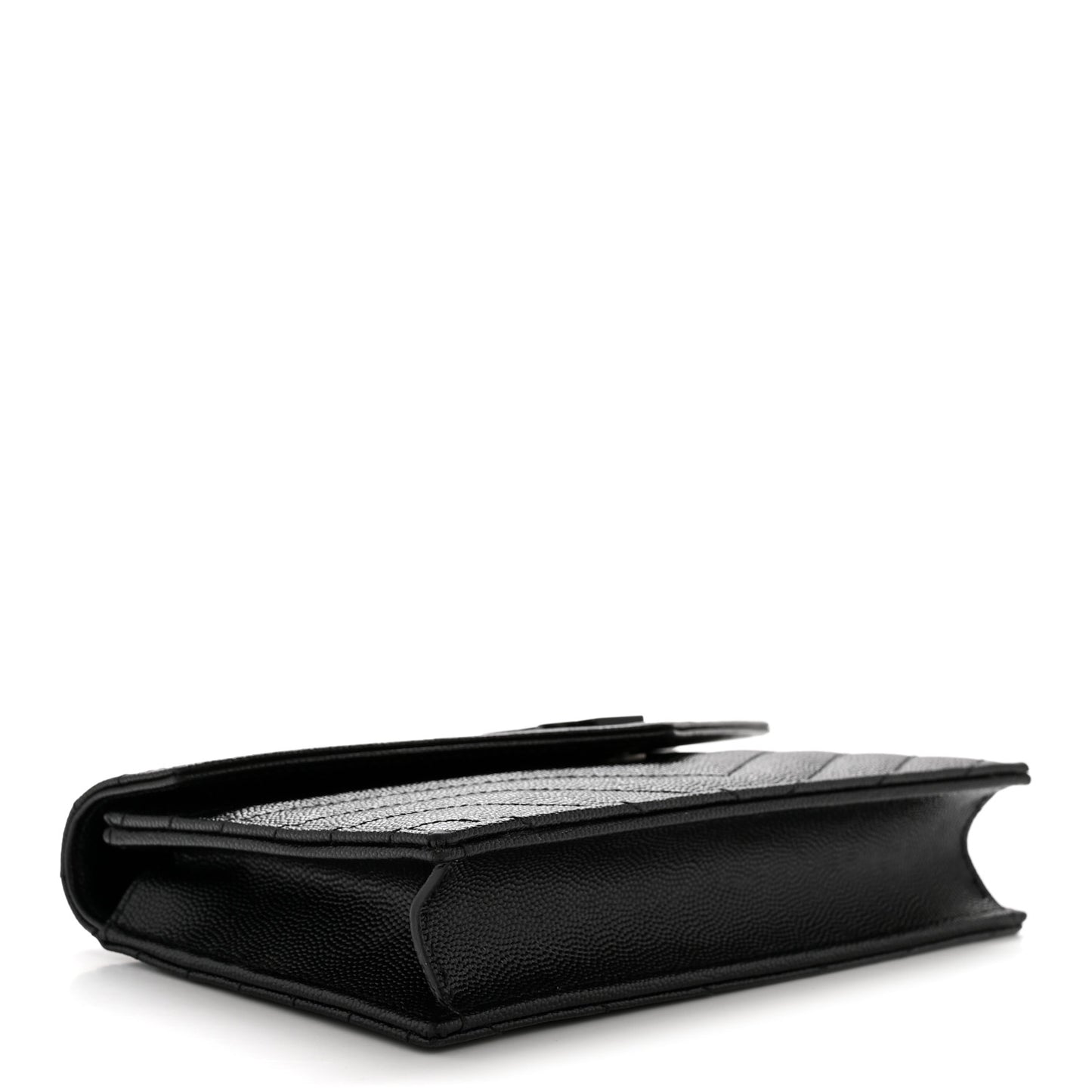 Grain De Poudre Matelasse Chevron Monogram Monochrome Envelope Chain Wallet Black